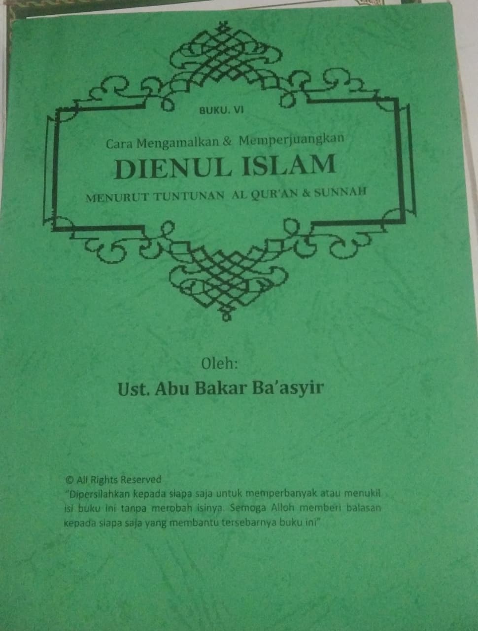 Buku. VI Cara Mengamalkan & Memperjuangkan Dienul Islam Menurut Tuntunan Al-Qur'an & Sunnah